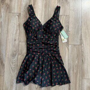 Cherry tummy control bathing suit